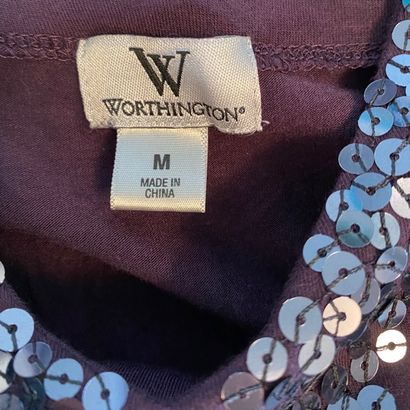 Worthington Dark purple sequin top size medium - Picture 3 of 3
